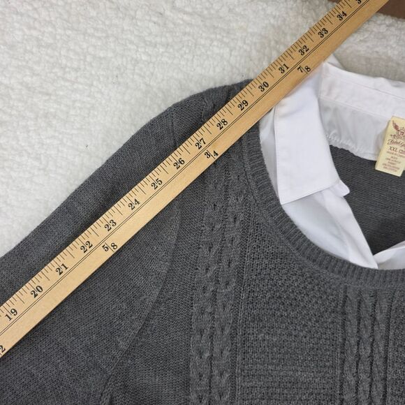 Faded Glory Women's Gray Knit Sweater with White Collared Shirt Layer Size XXL - Picture 9 of 15